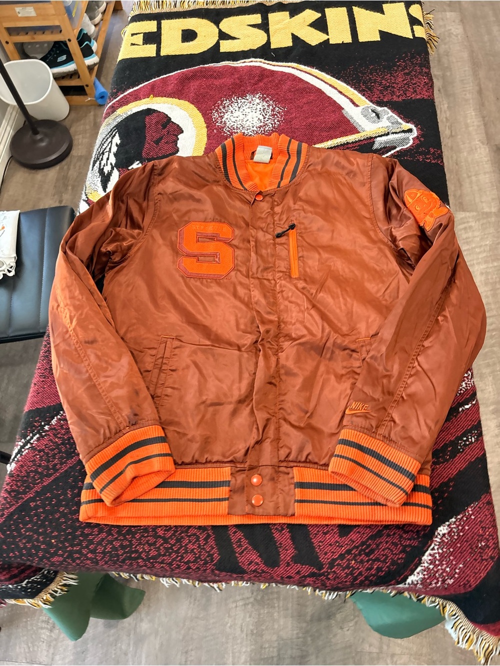 Nike vintage Syracuse University Men’s Orange Satin Bomber Jacket